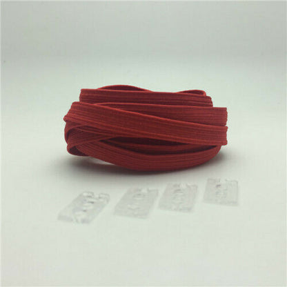 No Tie Tieless Lazy Elastic Red Flat Shoe Laces Fit All Athletic Sneakers Canvas - B&Q CO.