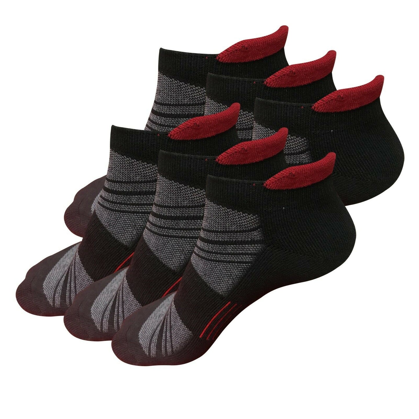 3 / 6 Pairs Mens Low Cut Ankle Performance Cotton Cushion Athletic Running Socks - B&Q CO.