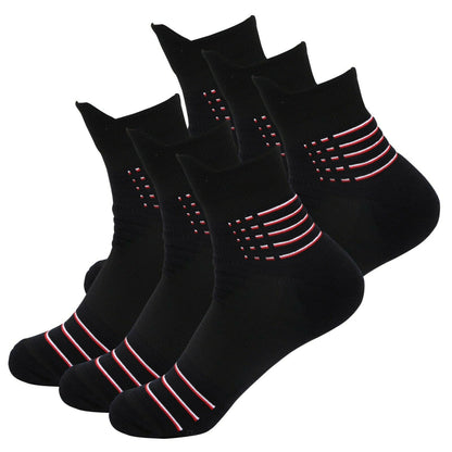 6 Pair Mens Performance Cotton Cushion Black Mid Cut Quarter Athletic Work Socks - B&Q CO.