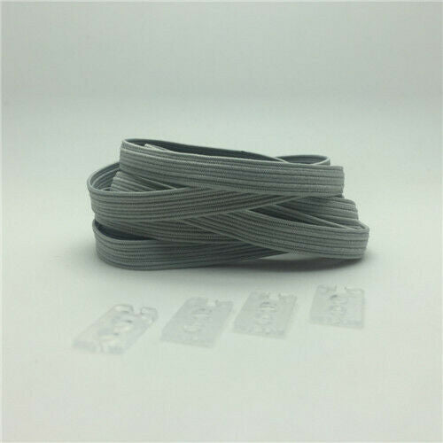 No Tie Elastic Gray Flat Shoe Laces One Size Fit All Kids Adults Sneakers Canvas - B&Q CO.