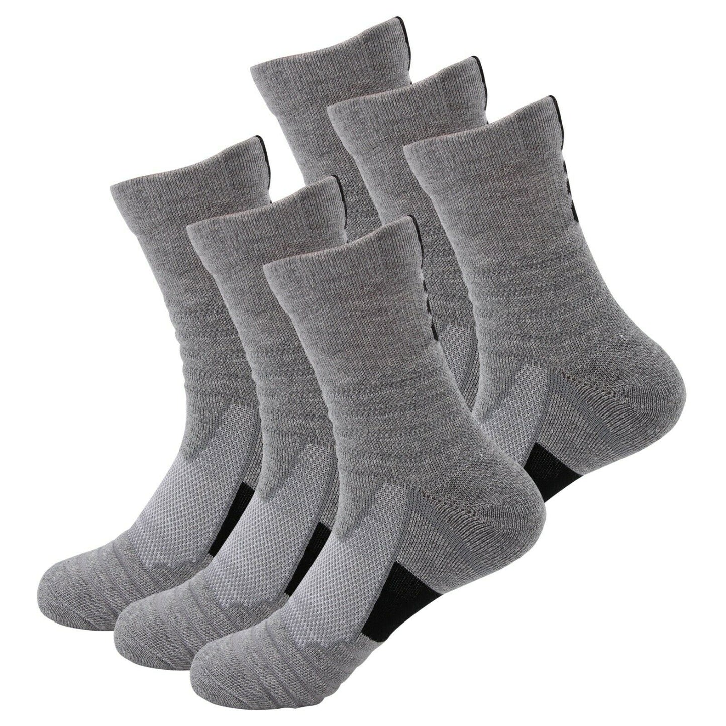 6 Pairs Mens Performance Cotton Cushion Crew Athletic Hiking Running Work Socks - B&Q CO.