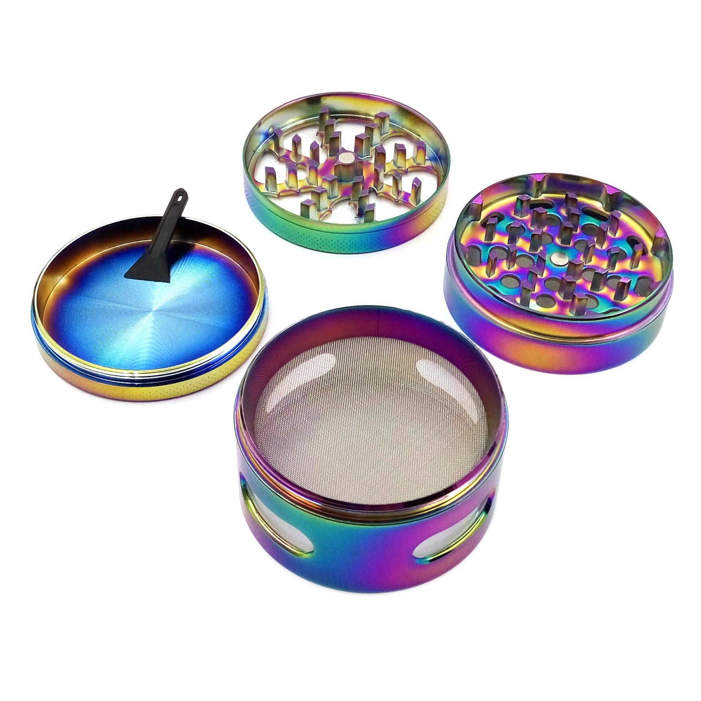 2.5 Inch 4 Piece Herb Spice Grinder Rainbow - B&Q CO.