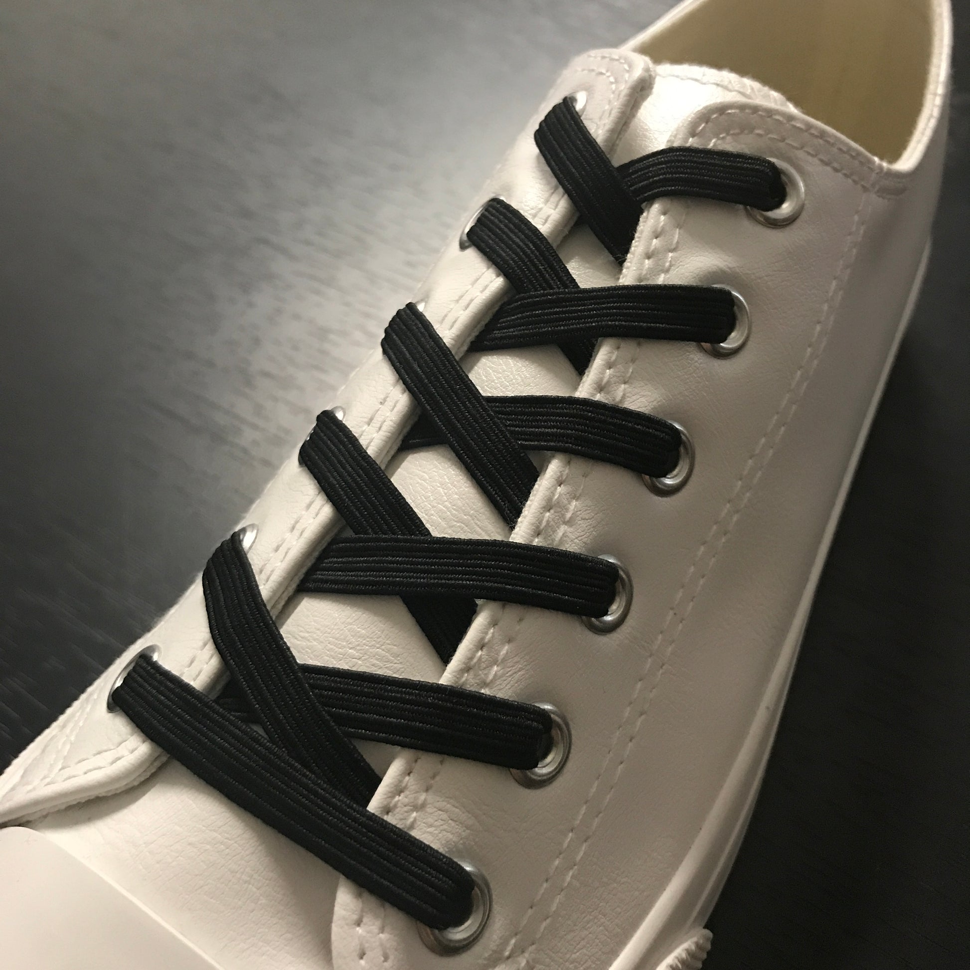 Elastic Shoe Laces, Cord-Lock, White, 1 Pair- No Tie Shoe Lace