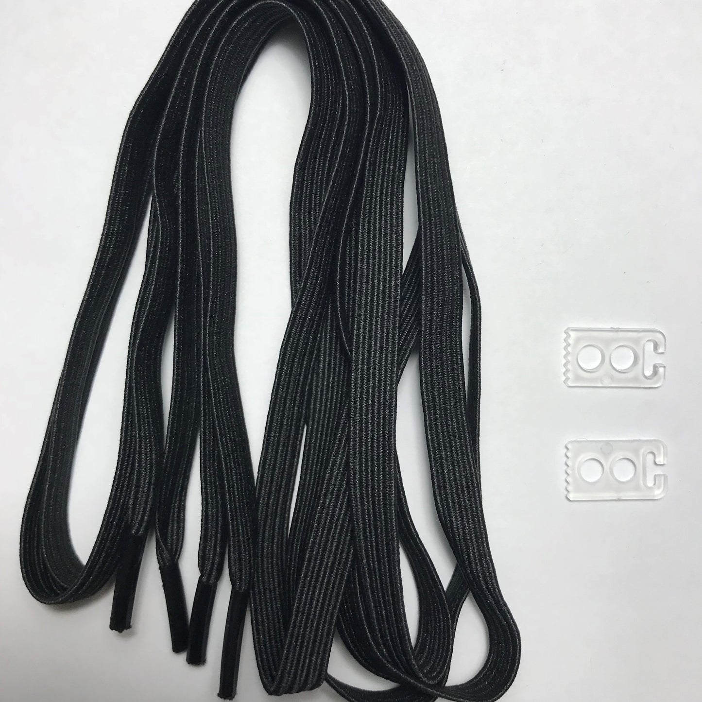 1 pair Black No Tie Tieless Lazy Elastic Flat Shoe laces System strings for athletic - B&Q CO.